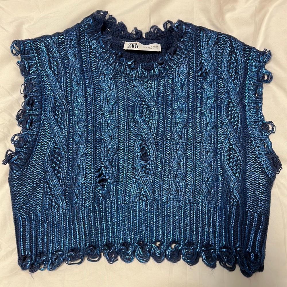Zara blue cropped sweater